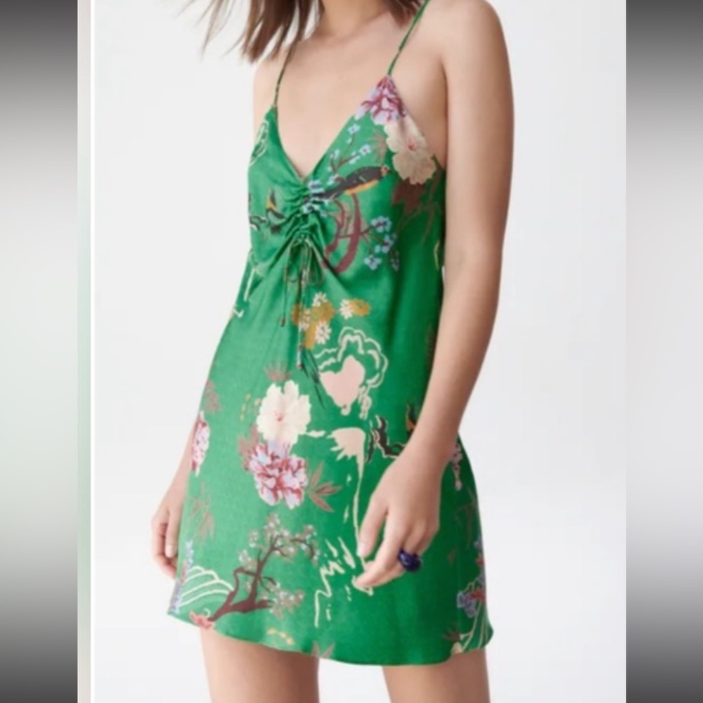 Zara Green Satin Like Mini Slip Dress